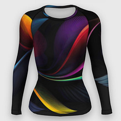Рашгард женский Ночная абстракция из разноцветных лучей, цвет: 3D-принт