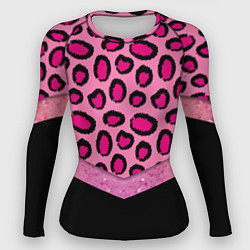 Рашгард женский Розовый леопард и блестки принт, цвет: 3D-принт