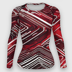 Рашгард женский Кибер линии красный-белый, цвет: 3D-принт
