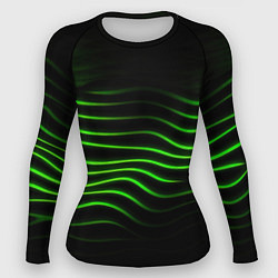 Рашгард женский Зеленые абстрактные волны, цвет: 3D-принт