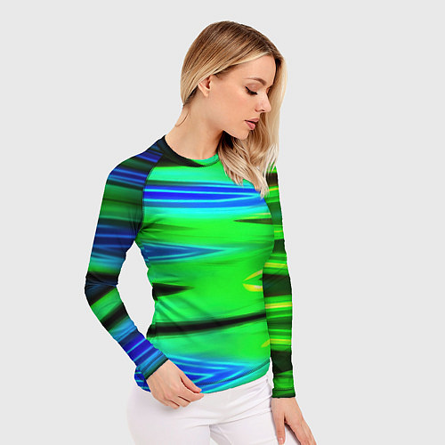 Женский рашгард Green blut geometry / 3D-принт – фото 3