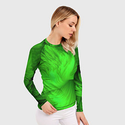 Рашгард женский Зеленая объемная абстракция, цвет: 3D-принт — фото 2