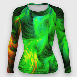 Рашгард женский Зеленый абстрактный дым, цвет: 3D-принт