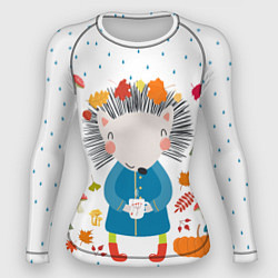 Рашгард женский Милый ежик в осенних листьях, цвет: 3D-принт