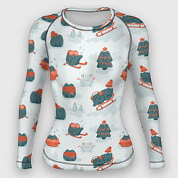 Рашгард женский Зимние веселые лягушки, цвет: 3D-принт
