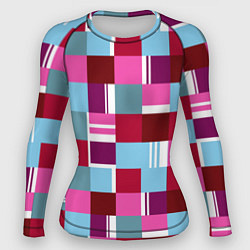 Рашгард женский Ретро квадраты вишнёвые, цвет: 3D-принт