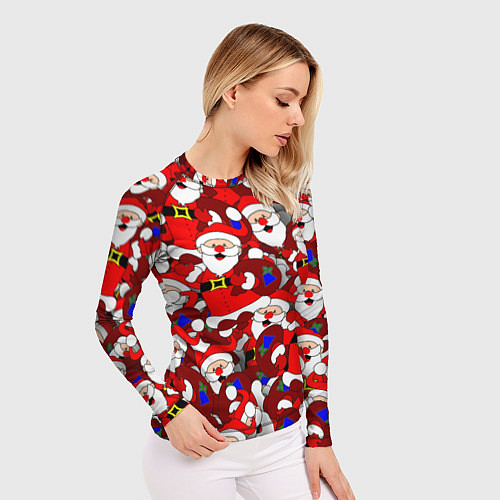 Женский рашгард Новогодний паттерн с дедами морозами / 3D-принт – фото 3