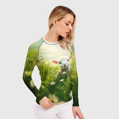 Женский рашгард Овечка в траве / 3D-принт – фото 3