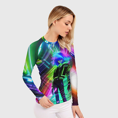 Женский рашгард Неоновая девчонка - аниме - нейросеть / 3D-принт – фото 3