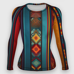 Рашгард женский Этнический орнамент в вертикальную полоску, цвет: 3D-принт