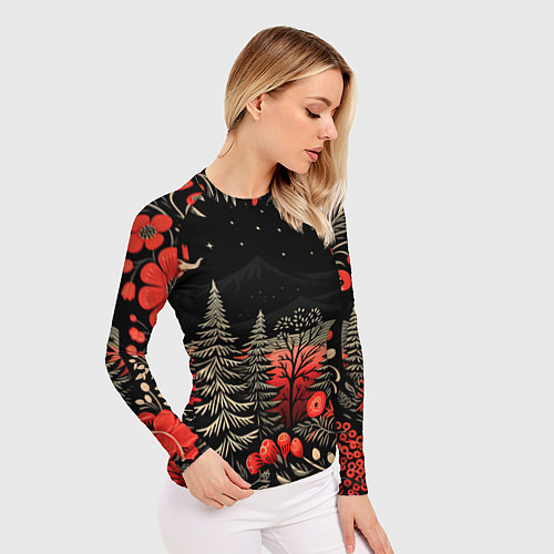 Женский рашгард Новогодняя темная ночь / 3D-принт – фото 3