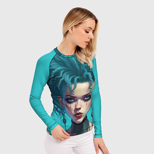 Женский рашгард Девушка панк с синими волосами / 3D-принт – фото 3