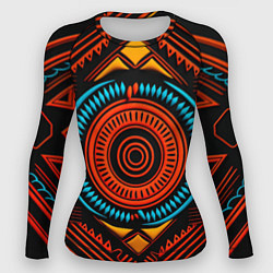 Рашгард женский Орнамент в африканском стиле на тёмном фоне, цвет: 3D-принт