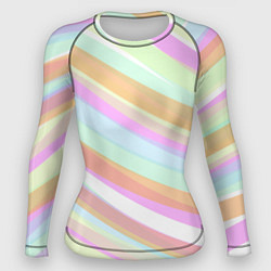 Рашгард женский Бледные полосы розово-зелёный, цвет: 3D-принт