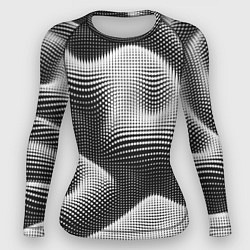 Рашгард женский Чёрно белый точечный абстрактный фон, цвет: 3D-принт