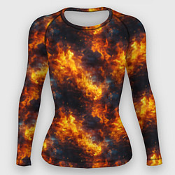 Рашгард женский Пламя огня паттерн, цвет: 3D-принт