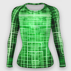 Рашгард женский Зелёные неоновые полосы киберпанк, цвет: 3D-принт