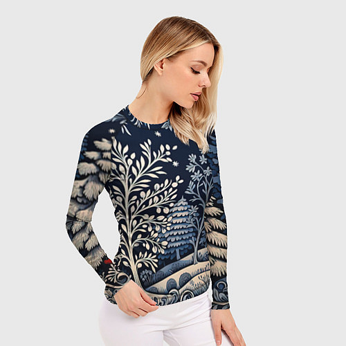 Женский рашгард Ледяные узоры нового года / 3D-принт – фото 3