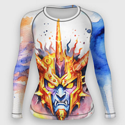 Женский рашгард Агрессивный оранжевый робот акварель