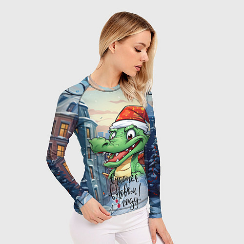 Женский рашгард Дракошка зеленка / 3D-принт – фото 3