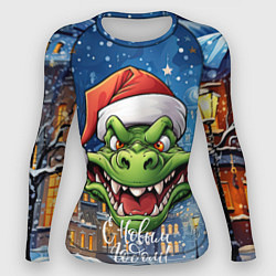 Рашгард женский Милый зеленый дракончик 2024, цвет: 3D-принт
