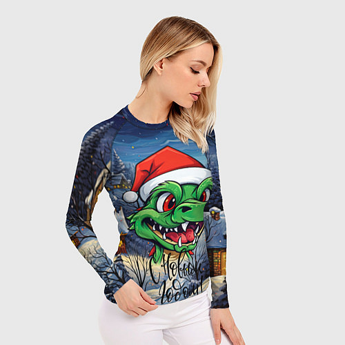 Женский рашгард Милый зеленый дракончик 2024 / 3D-принт – фото 3