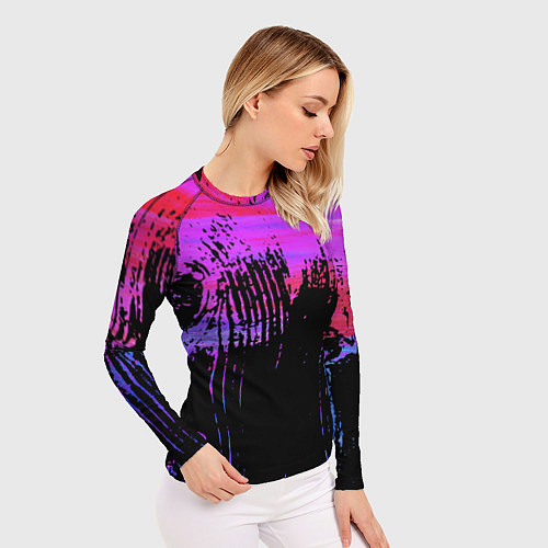 Женский рашгард Розово синий сочный гранж / 3D-принт – фото 3