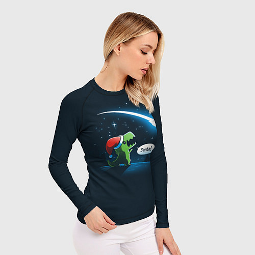 Женский рашгард Новогодний ти рекс / 3D-принт – фото 3