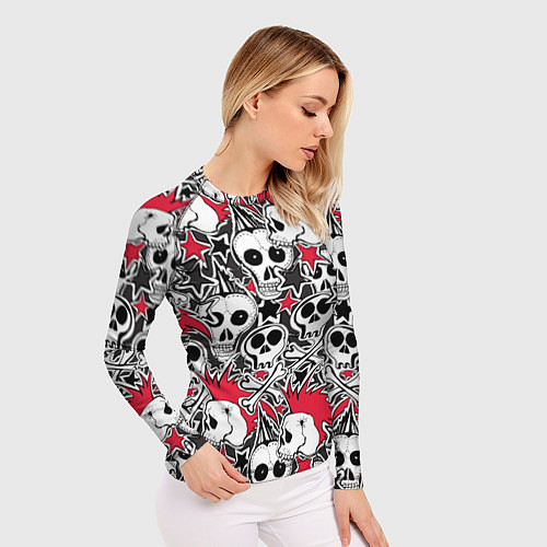 Женский рашгард Черепа и звезды / 3D-принт – фото 3