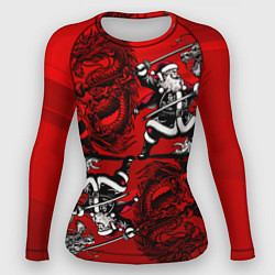 Рашгард женский Дед Мороз с копьем и драконом, цвет: 3D-принт