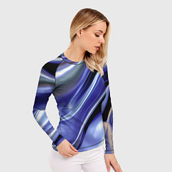 Рашгард женский Синяя вязкая абстракция, цвет: 3D-принт — фото 2