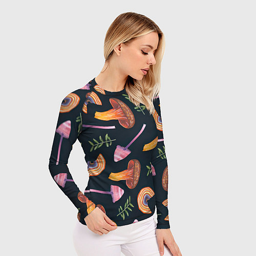 Женский рашгард Goblincore - болотные грибы / 3D-принт – фото 3