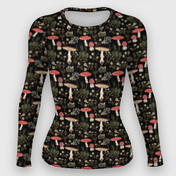 Рашгард женский Goblincore - мухоморы, цвет: 3D-принт