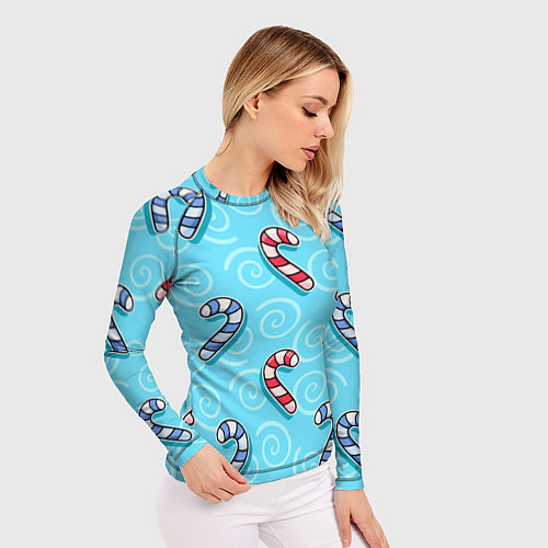 Женский рашгард Новогодний леденец трость / 3D-принт – фото 3