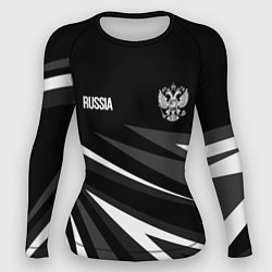 Рашгард женский Russia - black and white geometry, цвет: 3D-принт