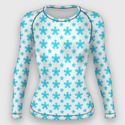 Рашгард женский Паттерн снежинки бело-голубой, цвет: 3D-принт
