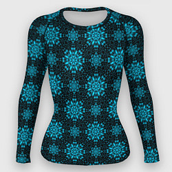 Женский рашгард Паттерн тёмно-бирюзовый абстрактные цветы