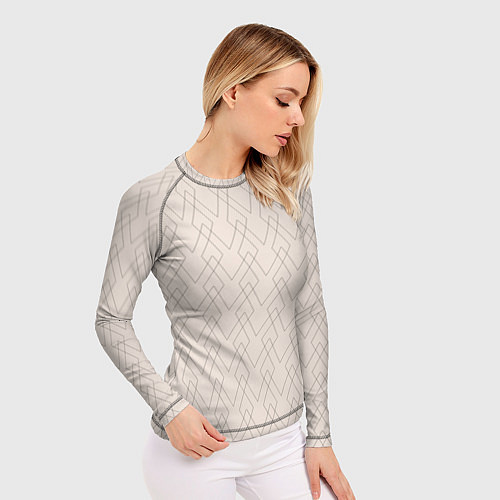 Женский рашгард Бежевый геометричные линии / 3D-принт – фото 3