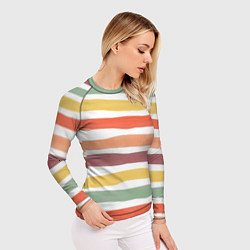 Рашгард женский Разноцветные полосы от руки, цвет: 3D-принт — фото 2