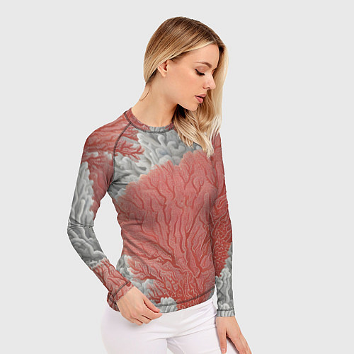 Женский рашгард Красные и белые кораллы / 3D-принт – фото 3