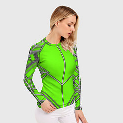 Рашгард женский Белые полосы на зелёном фоне, цвет: 3D-принт — фото 2