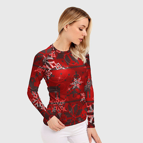 Женский рашгард Рождественские узоры снежинки / 3D-принт – фото 3