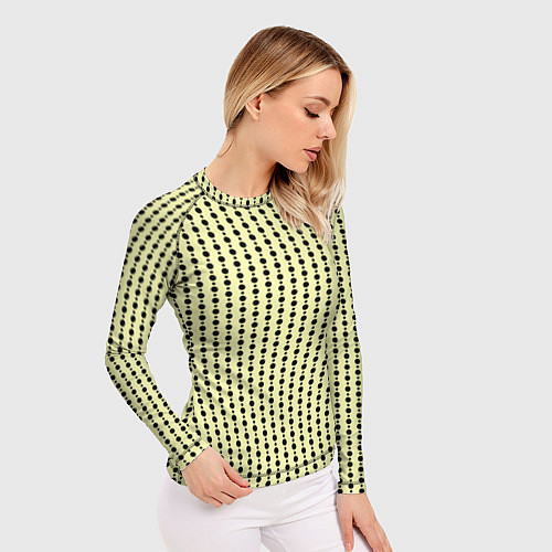Женский рашгард Бледно-жёлтый полосы кружочки / 3D-принт – фото 3
