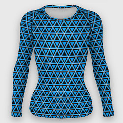 Рашгард женский Синие и чёрные треугольники, цвет: 3D-принт