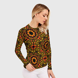 Рашгард женский Хохломская роспись круги из цветов и ягод, цвет: 3D-принт — фото 2