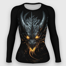 Рашгард женский Черный огненный пещерный дракон символ 2024, цвет: 3D-принт