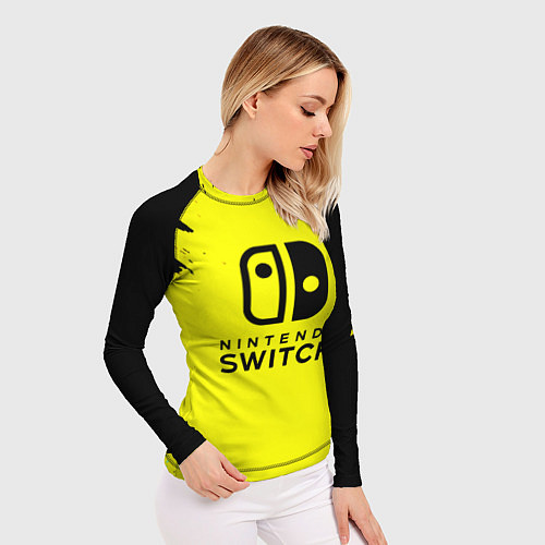 Женский рашгард Nintendo switch краски на жёлтом / 3D-принт – фото 3