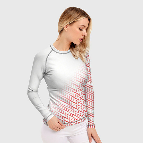 Женский рашгард Красно-белый соты / 3D-принт – фото 3