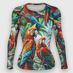 Рашгард женский Попугаи Ара - тропики джунгли, цвет: 3D-принт