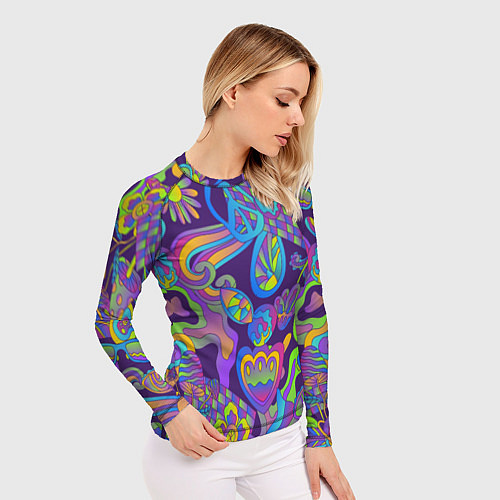 Женский рашгард Психоделические цветы / 3D-принт – фото 3